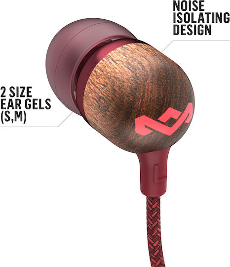 The House Of Marley Smile Jamaica Mic In-ear Handsfree with 3.5mm Connector Red