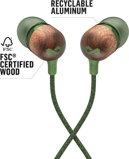 The House Of Marley Smile Jamaica Mic In-ear Handsfree με Βύσμα 3.5mm Green