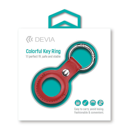 Key Ring Θήκη Μπρελόκ Δερματίνης για AirTag σε Κόκκινο χρώμα