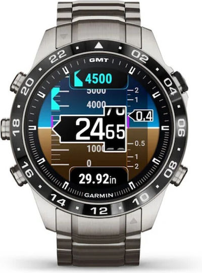 Garmin MARQ Aviator (Gen 2) Titanium 46mm Waterproof Smartwatch with Heart Rate Monitor (Grey Titanium)