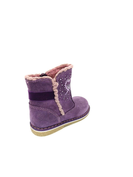 Adam's Shoes Kids Leather Boots with Zipper Purple