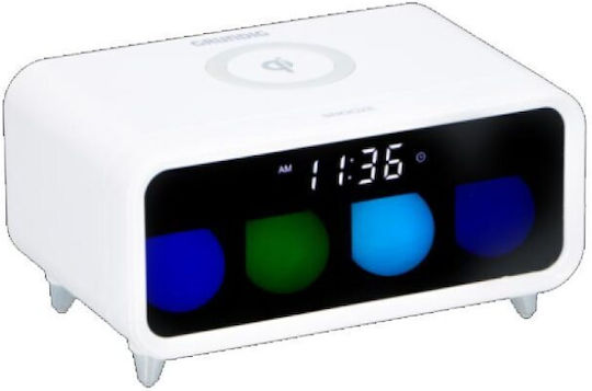 Grundig Tabletop Digital LED Clock with Alarm Clock and Wireless Charging White P4606
