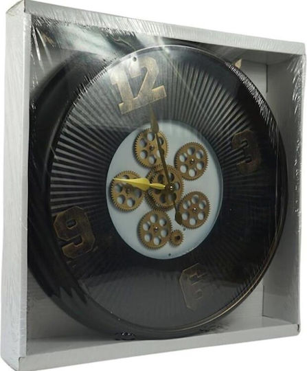 Antique Wall Clock Metallic Black Ø61cm