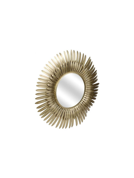 Wall Mirror with Gold Metallic Frame Diameter 53cm 1pcs