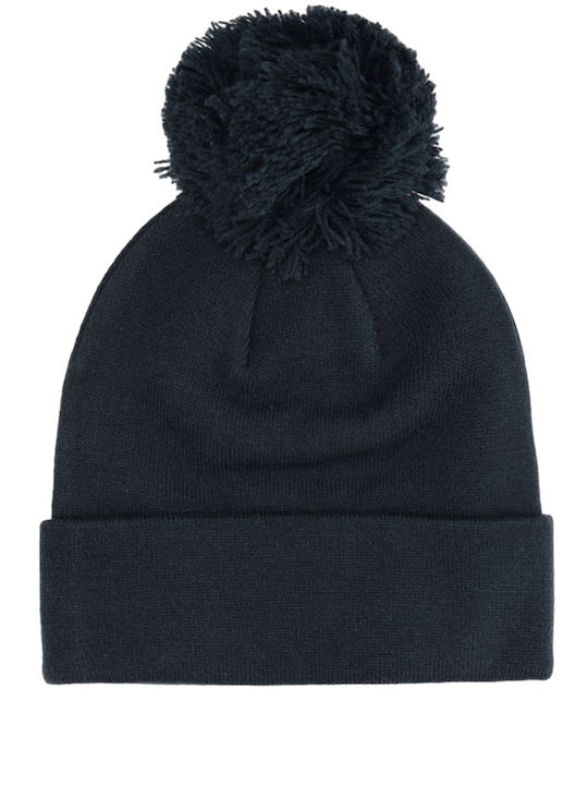 Pom Pom Beanie Unisex Σκούφος Πλεκτός σε Navy Μπλε χρώμα