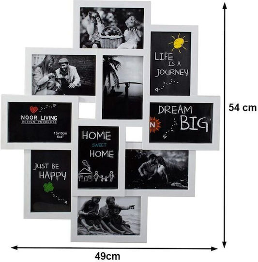 3D Photo Frame Multi Wall 10 Photos Plastic With White Frame