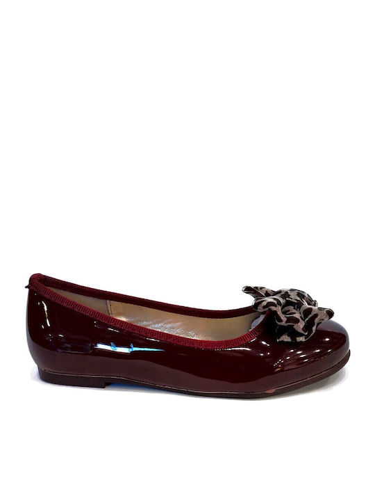 Balerini copii Simple Piele lăcuită Burgundy
