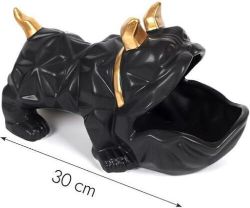 Dekorativ Hund aus Keramik Bulldog mit Schale in Black 30x14.5x16.5cm 1Stück