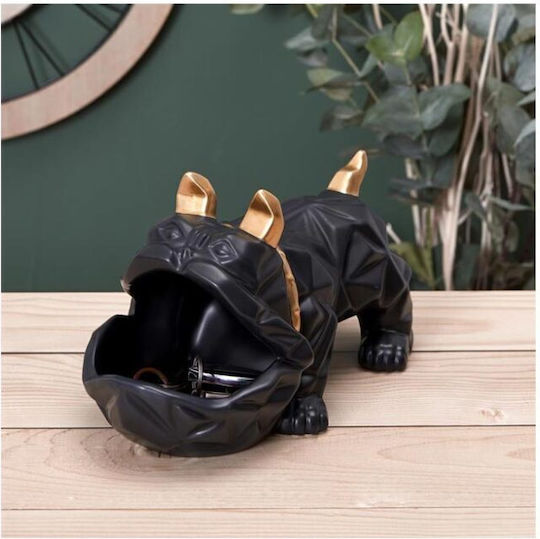 Dekorativ Hund aus Keramik Bulldog mit Schale in Black 30x14.5x16.5cm 1Stück