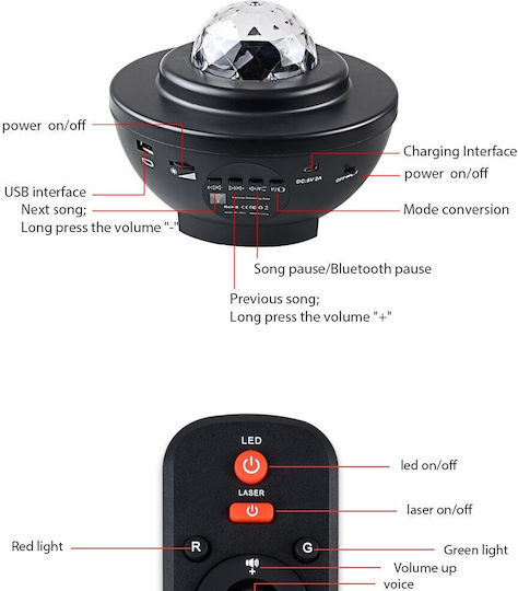 Music Player Usb Bluetooth Decorative Lamp Party Light Black