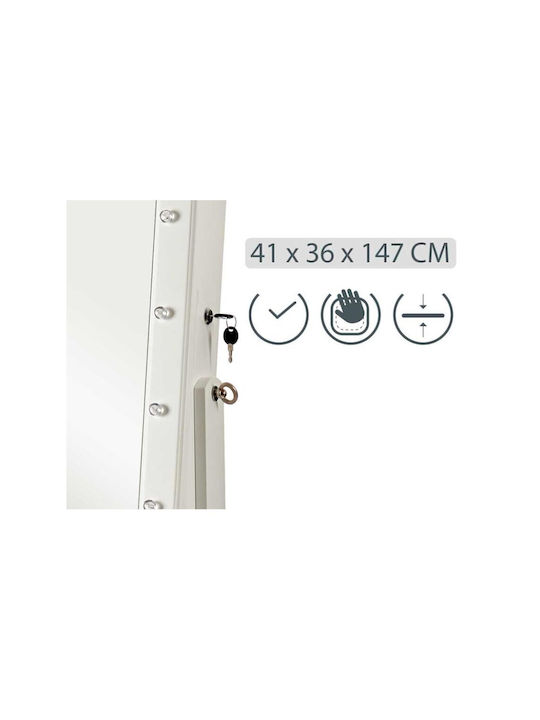 Gift Decor Floor Mirror With White Wooden Frame 147x41cm