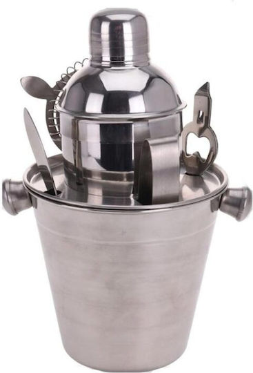 Excellent Houseware Set De Cocktail Bartending Cu Shaker Și Recipient Pentru Gheață Din Oțel Inoxidabil 6 Bucăți A12405160