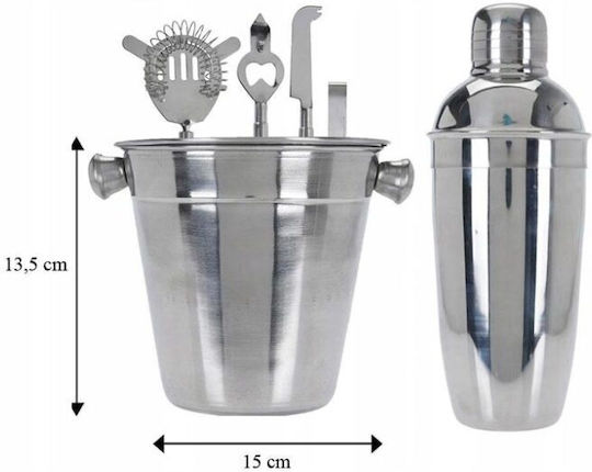Excellent Houseware Set De Cocktail Bartending Cu Shaker Și Recipient Pentru Gheață Din Oțel Inoxidabil 6 Bucăți A12405160