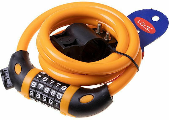 Cable Κλειδαριά Ποδηλάτου Κουλούρα με Συνδυασμό Πορτοκαλί