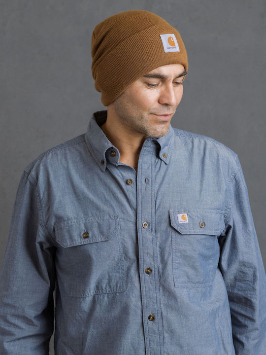 Ribbed Beanie Cap Brown