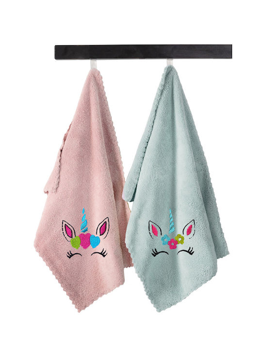 Guy Laroche Set of baby towels 2pcs Baby Girl Pink Turquoise 35 cmx50cm 1122086222006