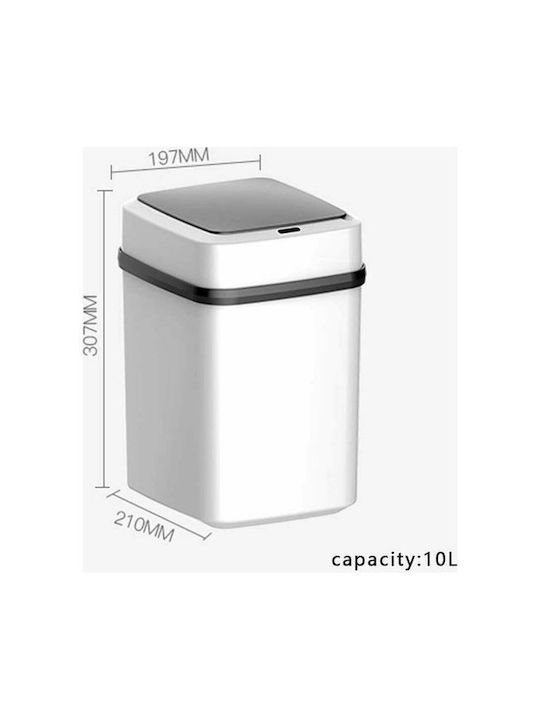 Plastic Waste Bin with Sensor 10lt White