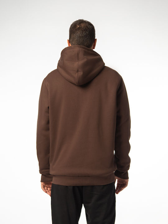 Be:Nation Men's Sweatshirt Jacket with Hood and Pockets Brown