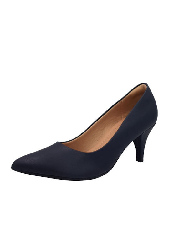 Piccadilly Anatomic Leather Pointed Toe Navy Blue High Heels