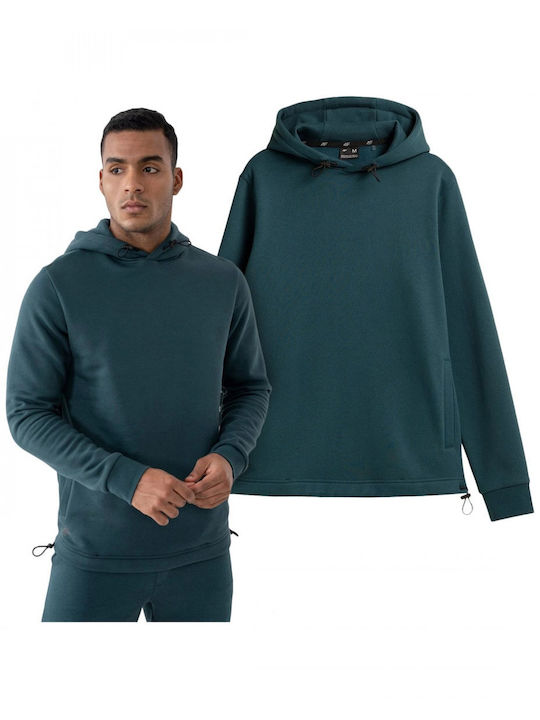 4F Men's Sweatshirt with Hood and Pockets Green