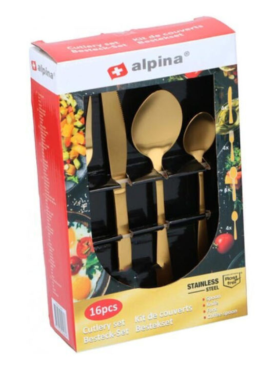 Alpina Appliances Сет ножове и вилице Неръждаеми Златист 16бр