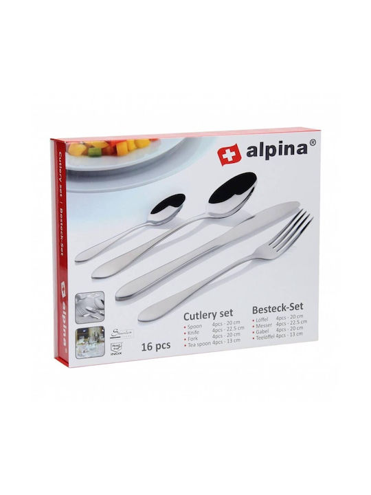 Alpina Appliances Besteckset Edelstahl Silber 16Stück