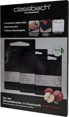 Rectangular Plastic Chopping Board Set Black 3pcs