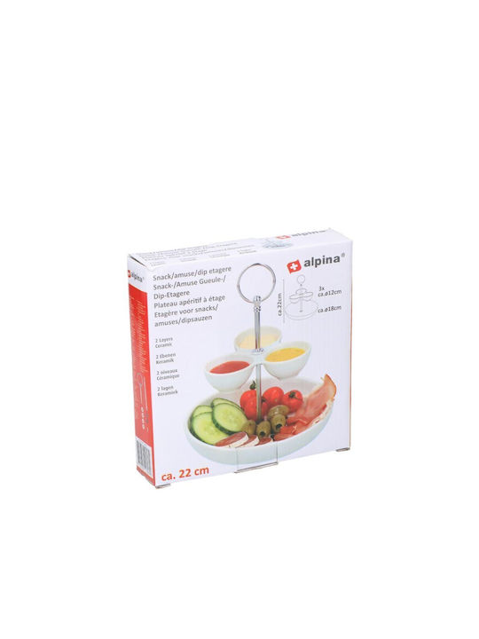 Alpina Appliances Κεραμική Εταζέρα 4 Ορόφων Λευκή Ø18xY22cm