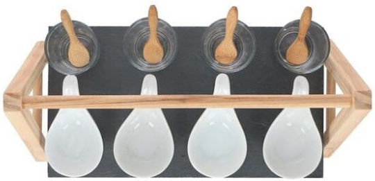 Alpina Appliances Porcelain Dessert Divided Serving Tray with 4 Slots White 28.5x8x15.5cm 13pcs