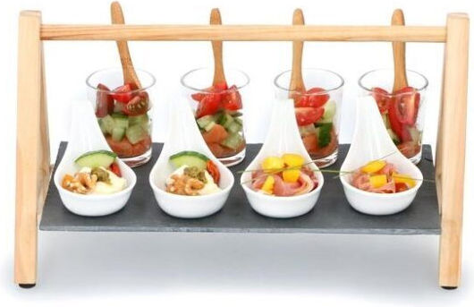 Alpina Appliances Porcelain Dessert Divided Serving Tray with 4 Slots White 28.5x8x15.5cm 13pcs