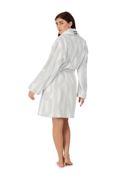 DKNY Winter Damen Samt Robe Weiß