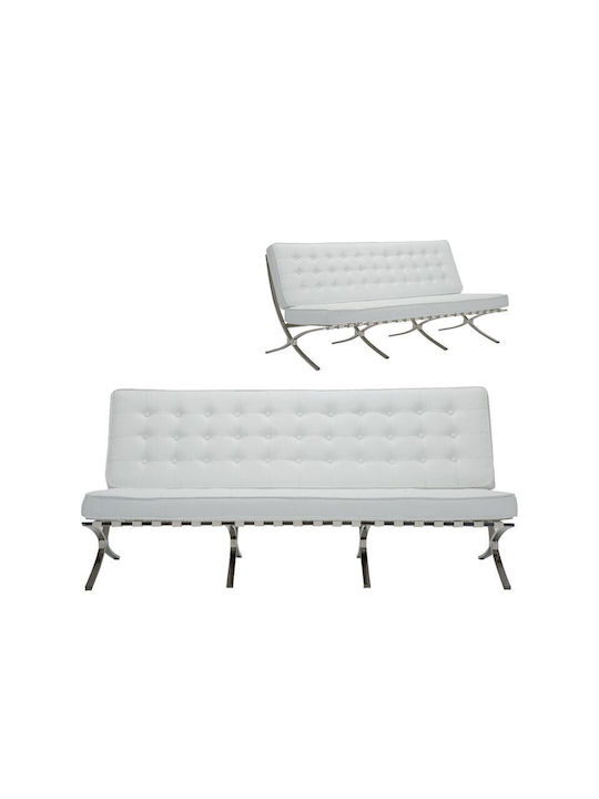 Barcelona Dreisitzer Sofa Künstliches Leder Weiß 185x85x84cm E968,31