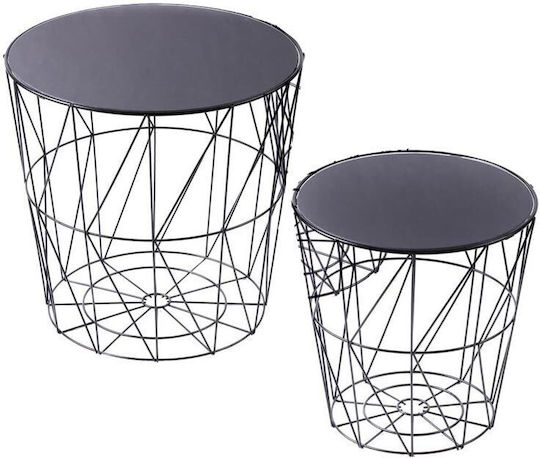 Round Zigon Set Metal Black 3 Pieces M38xW38xH38.5cm
