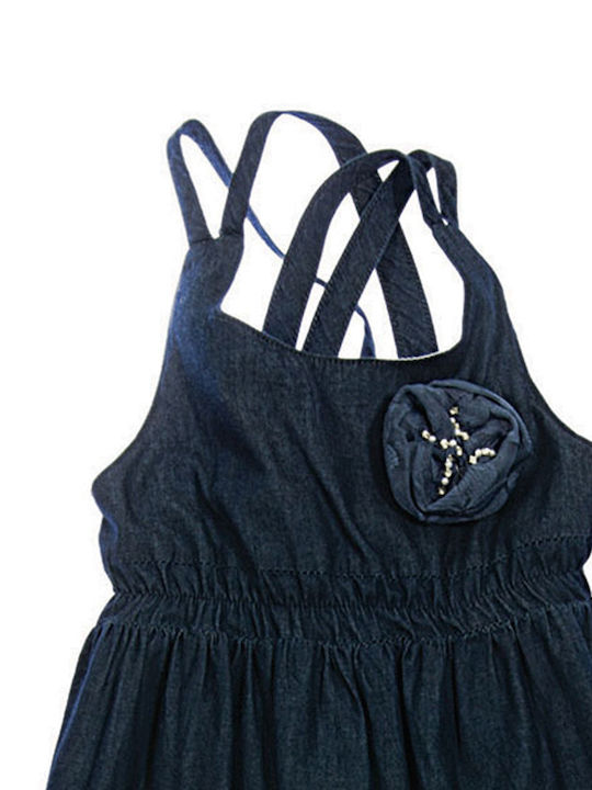 Funky Kids Dress Denim Sleeveless Navy Blue