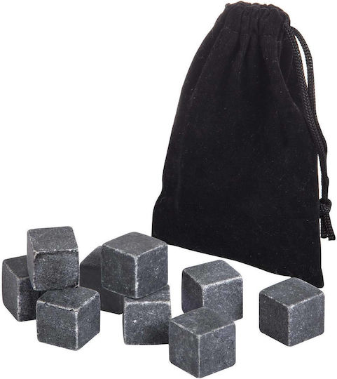 Whisky Stones Διακοσμητικά Παγάκια Πέτρινα με Θήκη Αποθήκευσης 9τμχ
