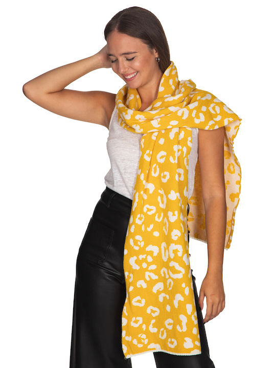Scarf with cashmere animal - Yellow 10205