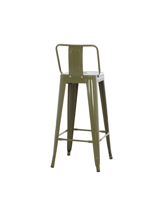 Stool Bar with Backrest Metallic Green 43x43x100cm