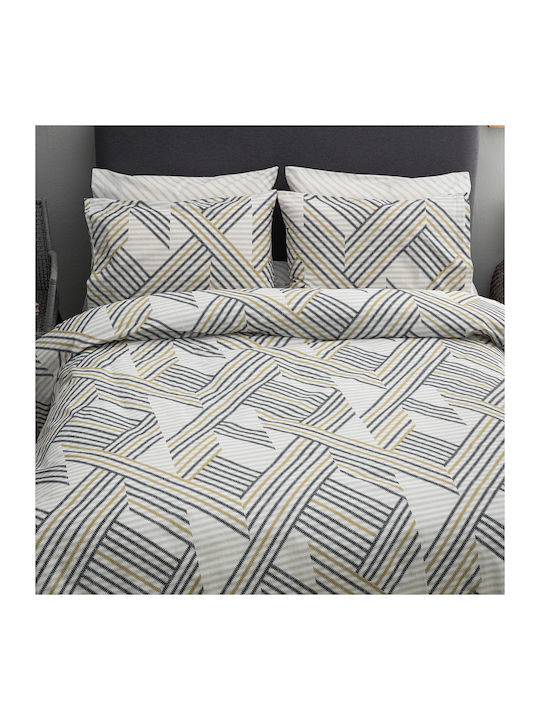 Vesta Home Zelma Double Cotton Duvet Cover Set with Pillowcases 200x240 1 Gold 000008952