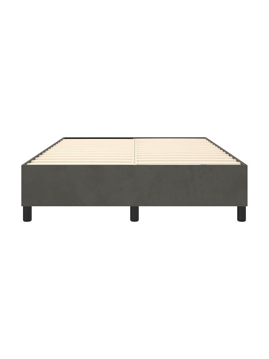 Double Upholstered Bed Base with Fabric Dark Gray for Mattress 140x200cm
