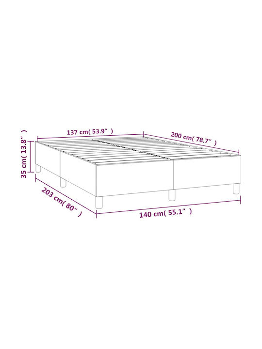 Double Upholstered Bed Base with Fabric Dark Gray for Mattress 140x200cm