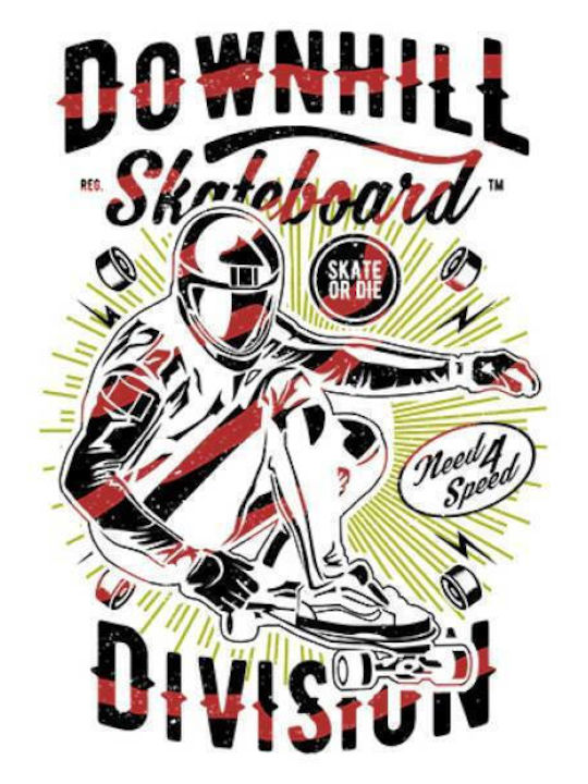 Takeposition Downhill Skateboard T-shirt Bărbătesc cu Mânecă Scurtă Alb