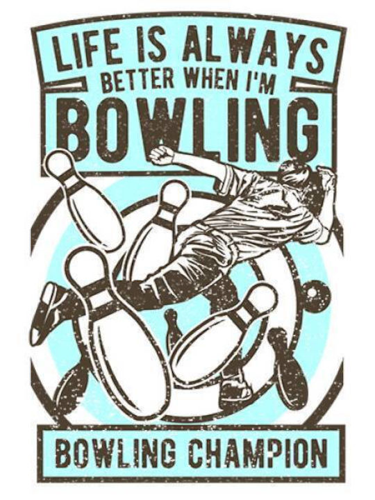 Takeposition Bowling Champion T-shirt Bărbătesc cu Mânecă Scurtă Alb