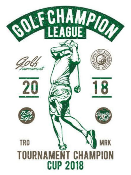 Takeposition Golf Champion T-shirt Bărbătesc cu Mânecă Scurtă Alb