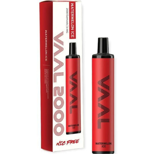 Vaal Țigară Electronică De Unică Folosință 2000 Inhalări Watermelon Ice Fără Nicotină 5ml Roșie