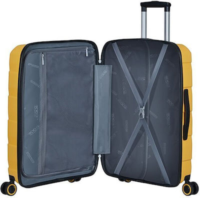 American Tourister Air Move Spinner Großer Reisekoffer Hartschalen Gelb mit 4 Räder Höhe 75cm