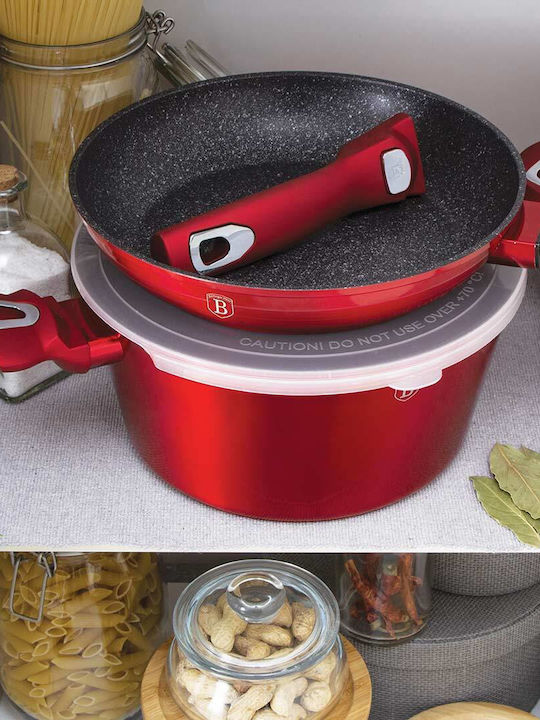 Berlinger Haus Metallic Line Cookware Set of Aluminum with Non-stick Coating Burgundy Collection 13pcs