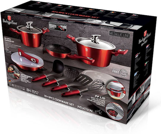 Berlinger Haus Metallic Line Set De Vase De Gătit Din Aluminiu Burgundy Collection Cu Acoperire Antiaderentă 4 Piese