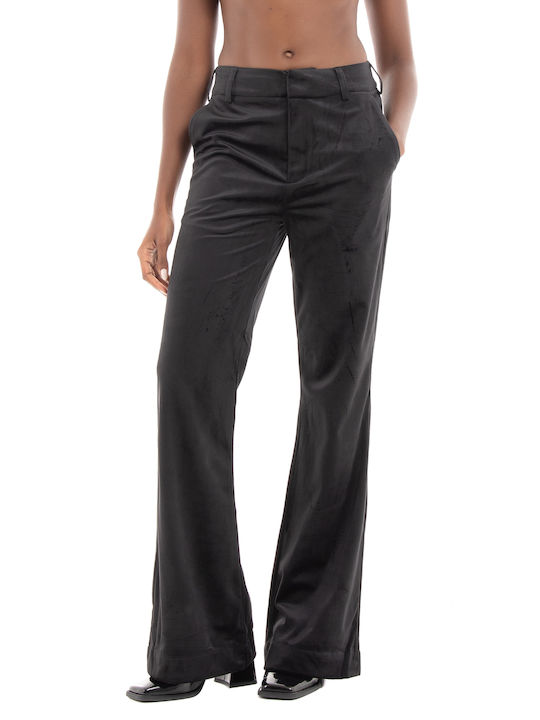 Scotch & Soda Women's High-waisted Velvet Trousers Flare Black