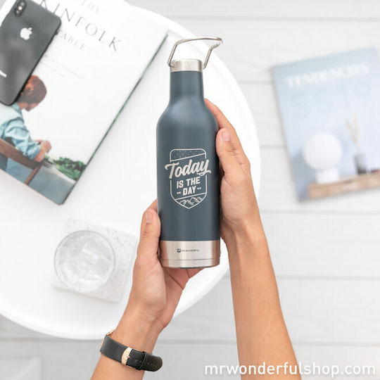 Mr. Wonderful Today Is My Day Μπουκάλι Θερμός Ανοξείδωτο 500ml Μπλε