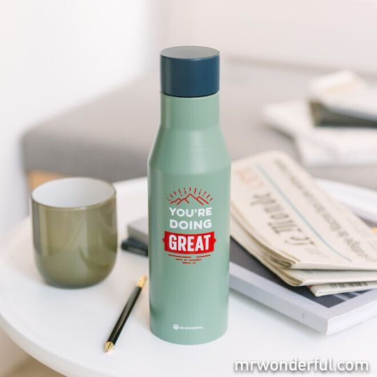 Mr. Wonderful You're Doing Great Μπουκάλι Θερμός Ανοξείδωτο 500ml Πράσινο